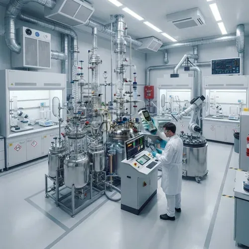Yanıcı sıvı ve gaz kullanılan bir laboratuvar ortamı